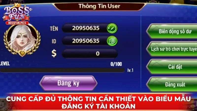 Cung cấp đủ thông tin cần thiết vào biểu mẫu đăng ký tài khoản