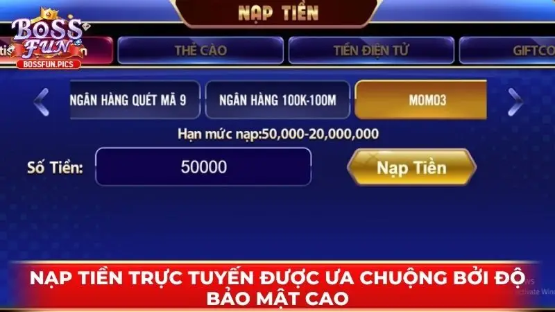 Nạp tiền trực tuyến được ưa chuộng bởi độ bảo mật cao
